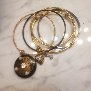 Elegant Gold and Black Bangle Set